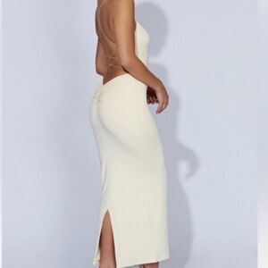 Meshki Backless Fitted Maxi Dress in Cream